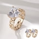 thumbnail image 4 of Anillo exquisito y elegante de estilo europeo, moderno y con incrustaciones de corazón chapado en cobre y oro. Anillo ajustable abierto de 2 piezas., 4 of 8
