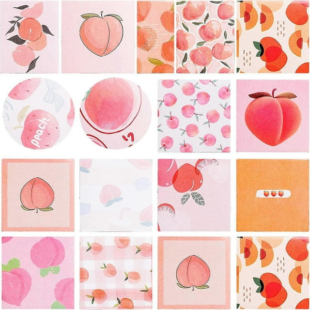 225pcs Peach Washi Paper Stickers, DIY Decoration Mini Size Fruits Peach Sticker for Laptop, Planners Scrapbook, Diary Notebooks, Album, Phone Case (P
