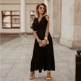 thumbnail image 2 of Beach Long Skirt Women's Casual Dress Fashion Slim Sexy Chiffon Pleated Leaf Sleeve Solid Color Flowy Elegant Summer Outfit, 2 of 2