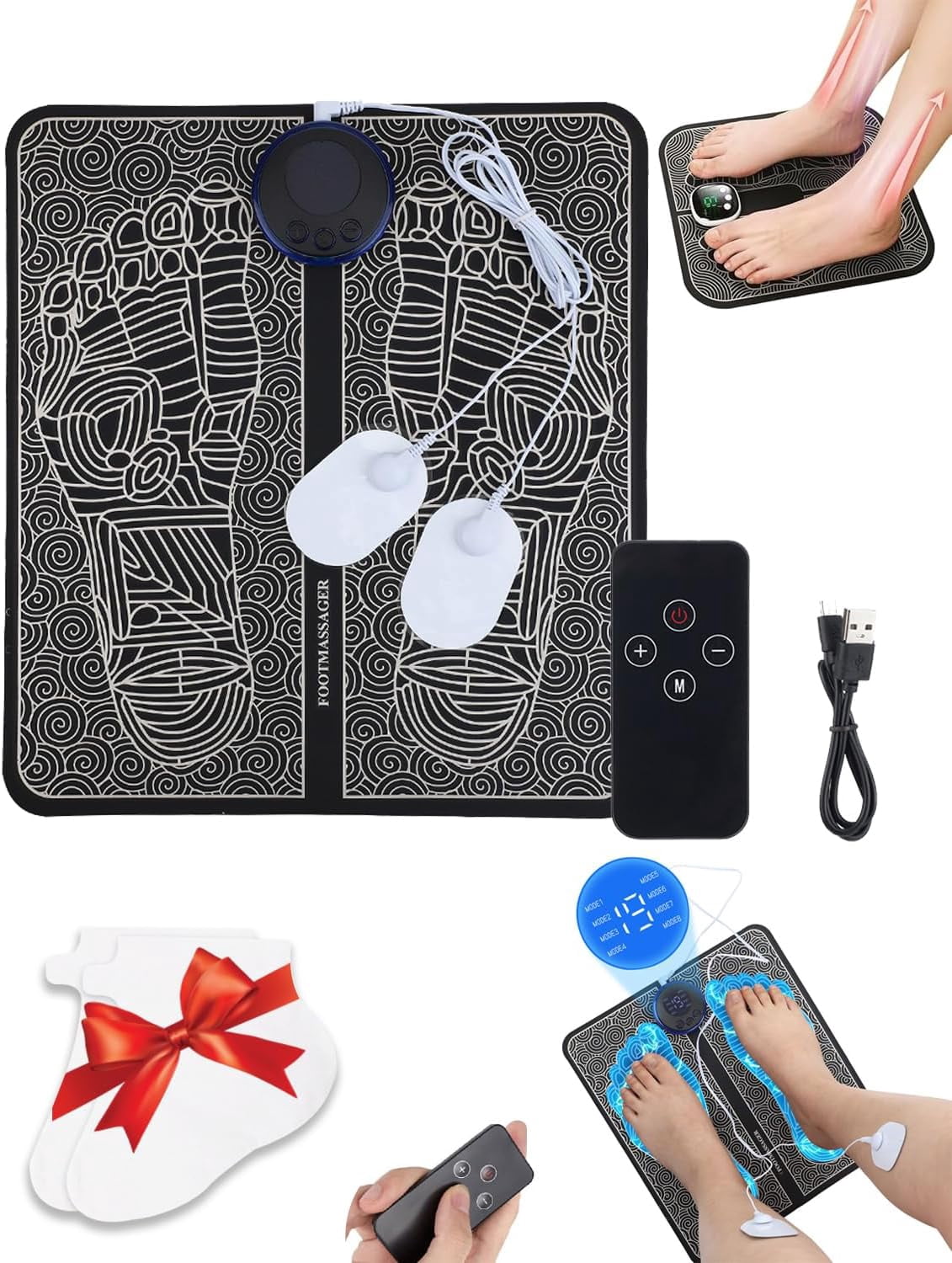 EMS FOOT MASSAGER フットマッサージャー EMS Rechargeable Foot Massager, Electric Stimulator, 6 Modes, 9