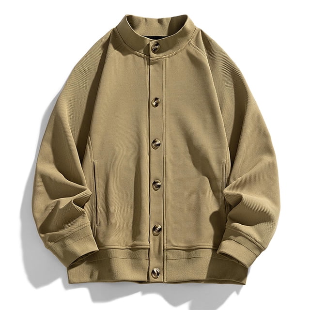 Ceisia Men's Stand Collar Button-Down Knit Cardigan with Pockets Hoodless Casual Long Gift Sleeve Outerwear