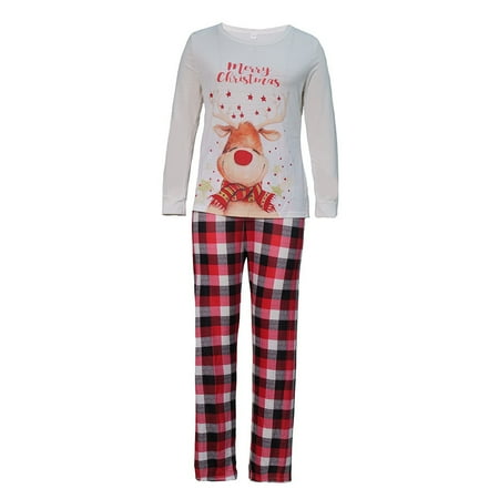 

Cntydi Pajamas for Women Gifts Parent-child Attire Christmas Suits Patchwork Plaid Printed Homewear Round Neck Long Sleeve Pajamas Two-piece Mom Sets