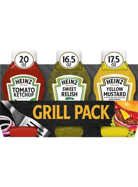 Heinz Tomato Ketchup, Sweet Relish & Yellow Mustard Grill Pack, 3 ct Pack
