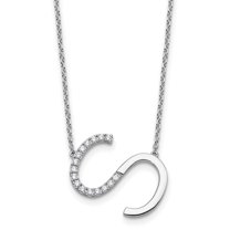 Auriga Fine Jewelry 14K White Gold Sideways Diamond Initial S Necklace for Women