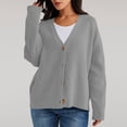 thumbnail image 5 of BODOAO Women's Solid V Neck Button Down Long Sleeve Lightweight Basic Cotton Soft Knit Cardigan Sweaters Women's Autumn Winter Solid Color Long Sleeved Warm Knit Cardigan Sweater Jacket Grey Xl, 5 of 9
