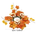 thumbnail image 3 of 2Pcs Autumn Maple Leaf and Berry Wreaths, 12.6in Fall Foliage Decoration for Indoor Home Decor, Seasonal Harvest Floral Accent Ornament, 3 of 7