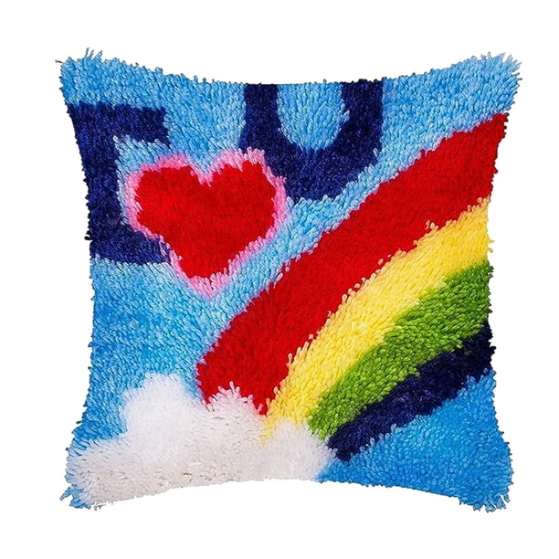 Kearding Funda de cojín con patrón de arcoíris DIY, única y colorida, Kits de fabricación de cojines con patrón de arcoíris DIY Decoración del hogar ZD094 arcoiris verde