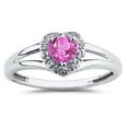 thumbnail image 1 of SZUL Women's Heart Shaped Pink Topaz and Diamond Ring, 1 of 2