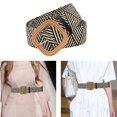 thumbnail image 6 of Retro Style Wide Straw Woven Waist Belt Elastic Waistband Birthday Women , stripe, 6 of 7