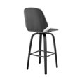 thumbnail image 4 of Arabela 26" Gray Faux Leather and Black Wood Swivel Bar Stool, 4 of 10