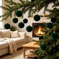 thumbnail image 4 of 12 Pcs Green Velvet Flocked Christmas Balls, 2.36 Inch Christmas Tree Ornaments, Green Hanging Xmas Ball Decorations, Soft Textured Christmas Tree Decor for Home, Mantel, Wreath, Garland, Party, 4 of 6