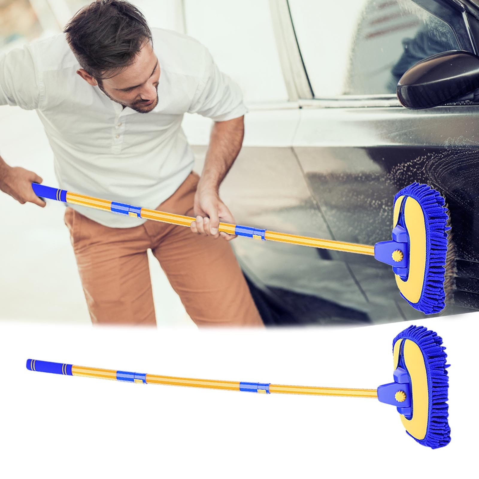 Cfty Retractable Car Wash Mop - Soft Chenille Head, 3-Section Curved Rod, Extends To 102cm - View #12