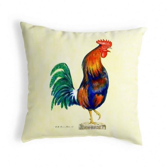 Betsydrake KS037 Rooster on Yellow Noncorded Pillow - Small
