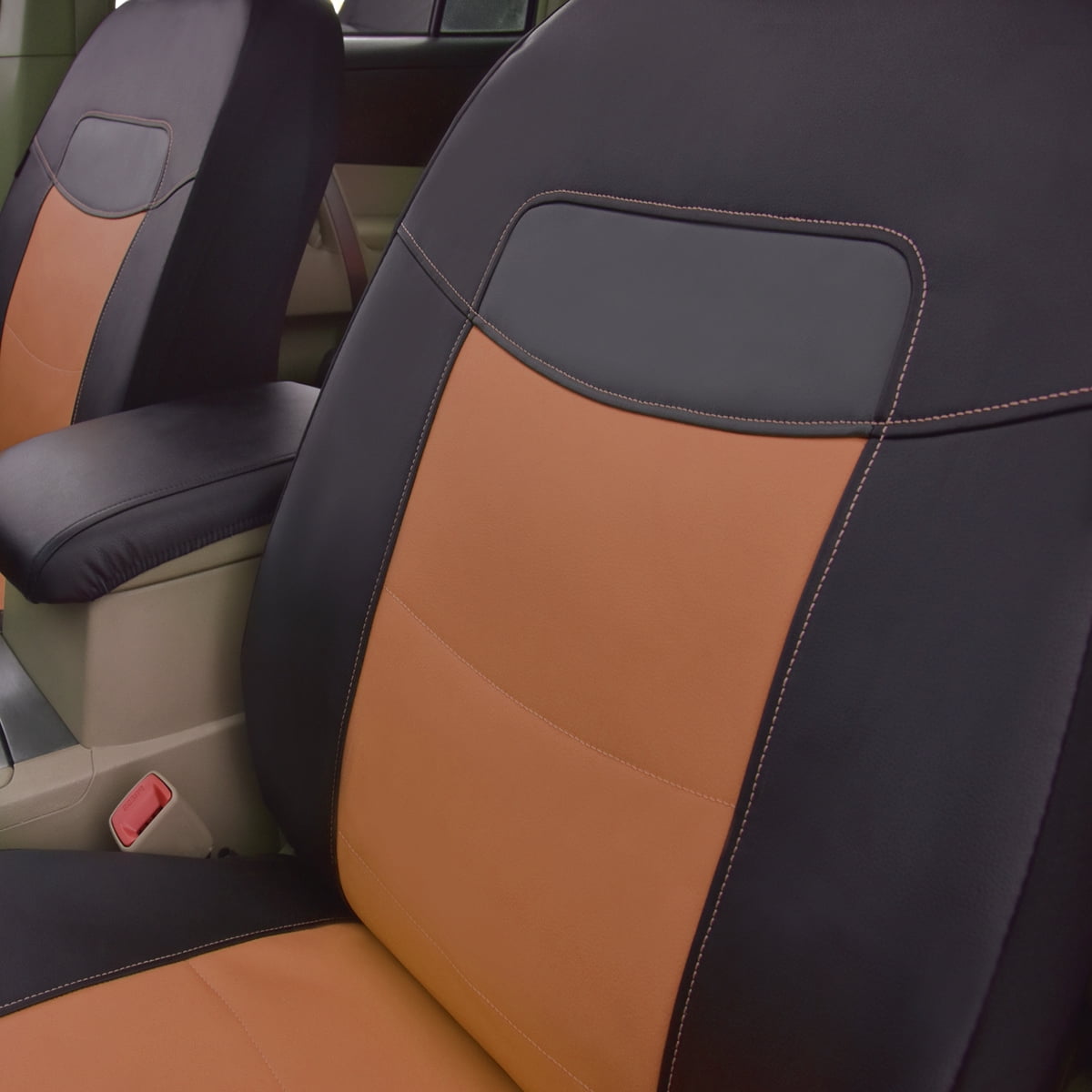 Flying Banner Car Seat Covers Protectors Full Set Synthetic Leather Full Set Brown