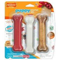 Nylabone Holiday Puppy Chew Starter Kit Chew Toys & Treat Chicken & Bacon Small (3 Count)