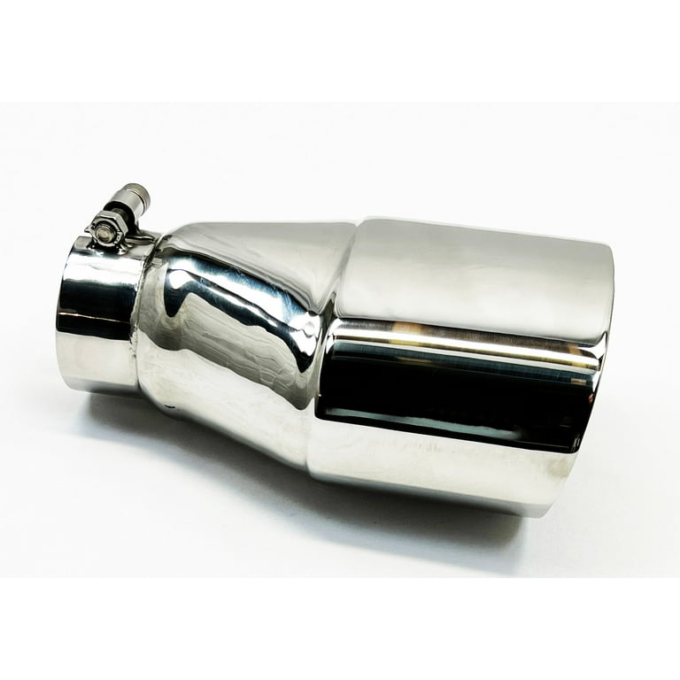 Exhaust Tip 3.00 Bolt On Inlet 5.50 X 3.50 OD Oval 8.00 Long  WDWO5508-300-BOSS-SS Double Wall 304 Stainless Wesdon Exhaust Tip