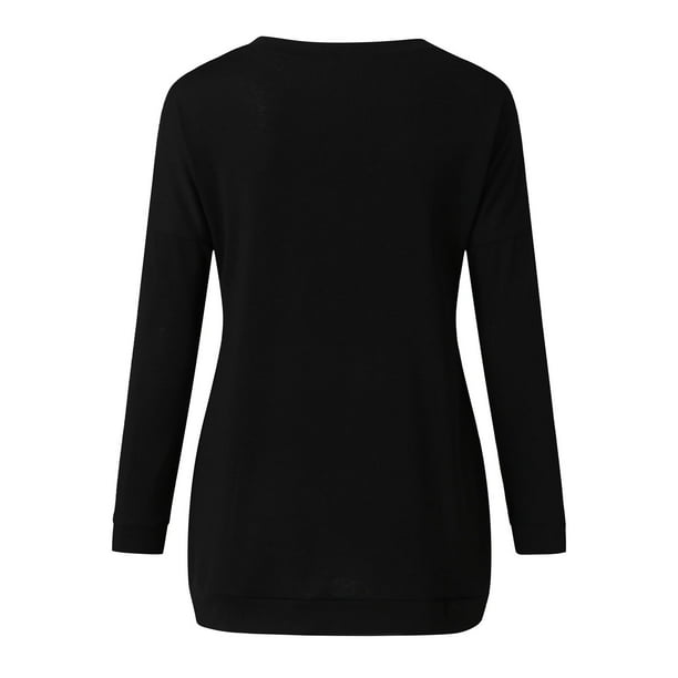 Camiseta De Manga Larga Holgada Para Mujer – Corte Túnica, Cuello Redondo, Tela Suave Y Cómoda Para Uso Diario