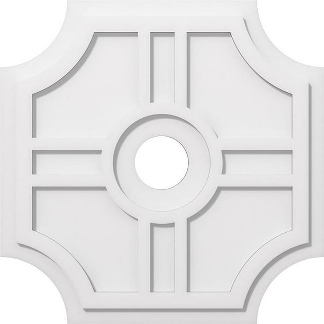 Ekena Millwork CMP24HS-04000 24 in. OD x 4 in. ID Square Haus Architectural Grade PVC Contemporary Ceiling Medallion