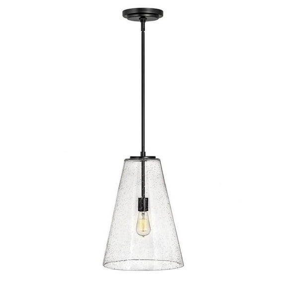 One Light Medium Pendant in Transitional-Modern-Scandinavian Style 13 inches Wide By 18.5 inches High-Satin Black Finish Bailey Street Home