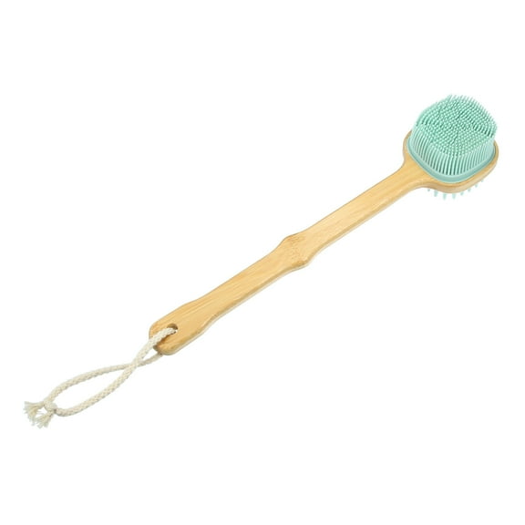 Unique Bargains Back Scrubber Body Brush with Long Handle for Exfoliating Silicone Green