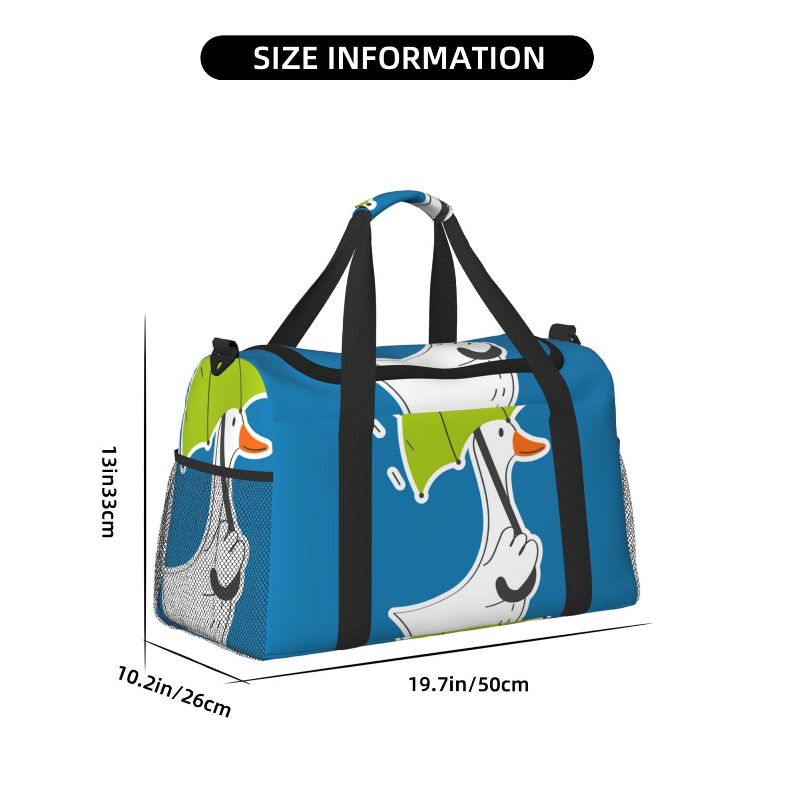Fuzoiu Goose Holding an Umbrella Print Travel Duffle Bag,Carry On Tote Bags,Duffel Bag,Sport Gym Bag, Hospital Bag for Labor and Delivery, Overnight Bag,Luggage Bag