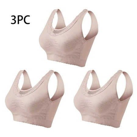 Iyufng Sports Bras for Women Plus Size Push Up Wirefree Bra 3PC Sexy Seamless Steel Ring High Elasticity Enlarged Version Thin Tank Top Large-Sized Bra with Chest Pad Fixed Summer Savings Clearance