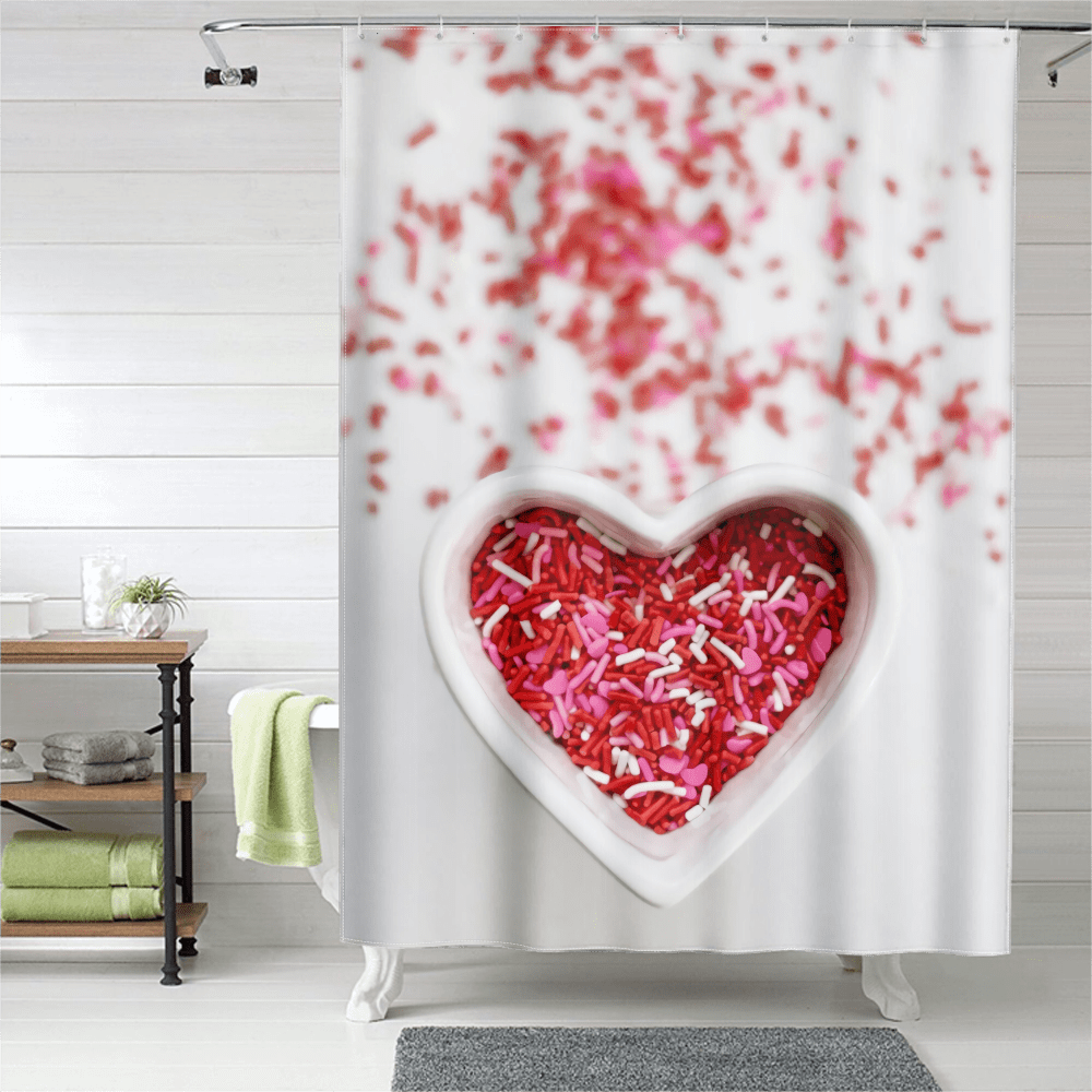 Bextsrack Valentine's Day Shower Curtain Liner Love Print Decorative
