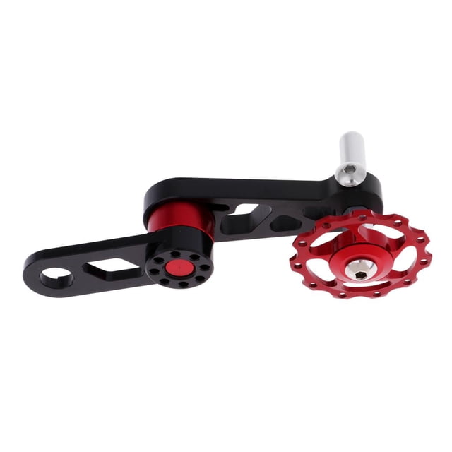 Tensor de cadena de convertidor de velocidad única de bicicleta de peso ligero, bicicleta Foading Negro + rojo Zulema Convertidor de platos oval