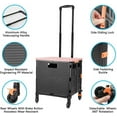 thumbnail image 4 of Foldable Utility Cart with Durable Heavy Duty Plastic Telescoping Handle Collapsible 4 Rotate Wheels for Travel Shopping(Black-Pink), 4 of 8
