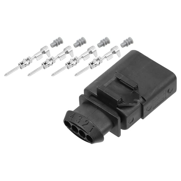 Unique Bargains 1 Set No.1K0973804 4 Pin Sealed Male JPT Connector Adapter Plug Clip Replacement for VW for Audi Black