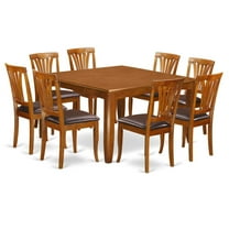 Dining Room Set-Dining Table And Chairs-Finish:Saddle Brown,Number of Items:9,Shape:Square,Style:Wood Seat