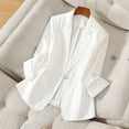 thumbnail image 2 of Gmluru Business Blazers For Women White Solid Color Lapel Button Elegant Suit Jacket Work Office S-4XL, 2 of 5