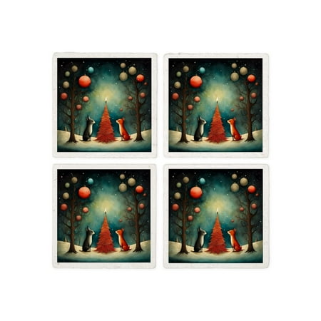 

CafePress - Light The Christmas Tree - Tile Coaster Drink Coaster Set of 4