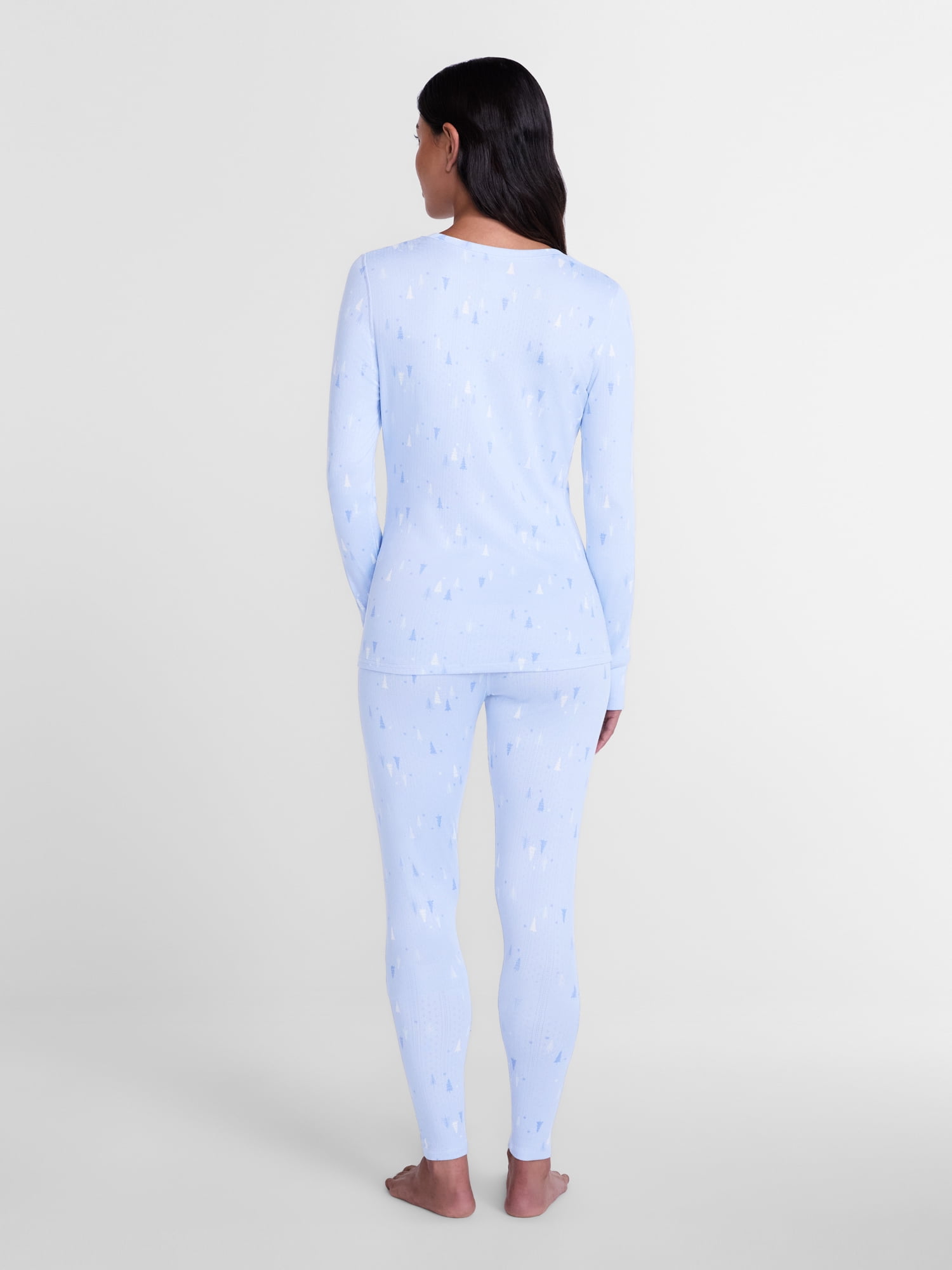 ClimateRight by Cuddl Duds Women's Pointelle Knit 2PC Top and Legging Thermal Base Layer Set, Sizes XS to 4X