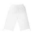 thumbnail image 4 of Stephy Women's Knee Length Short Pants Ladies Loose Drawstring Casual Solid Color Shorts, White, L, 4 of 7