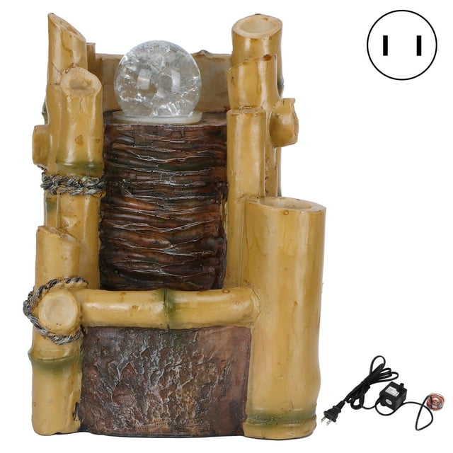 XYCCA LED Desktop Fountain Resin Water Fountains Indoor Desktop Tabletop Home Office Decor063 US Plug 110‑120V-082201