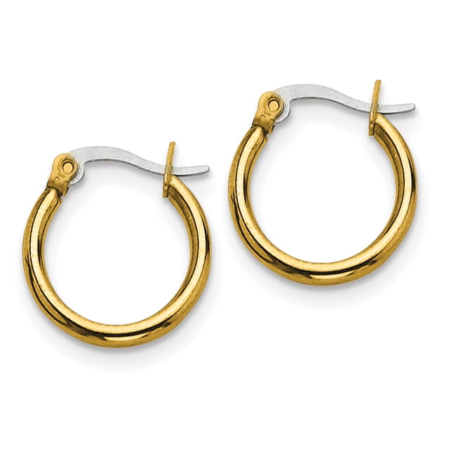 Stainless Steel Yellow Plated 19mm 2mm Hoop Earrings
