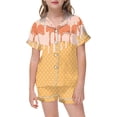 thumbnail image 1 of Hiiyo Girls Pajamas Ice-Cream Print Short Sleeve Button Shirt Shorts Sleepwear Set, 1 of 3