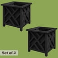 thumbnail image 7 of Pure Garden 15.5-Inch Outdoor Lattice Planter Box Plant Pot 2-Pack, Black, 7 of 7