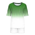 thumbnail image 7 of Miluxas Womens 2 Piece Lounge Set Striped Summer Casual Oversized Shirts Biker Shorts Matching Airport Travel Outfit Clothes Green XL(XL), 7 of 7