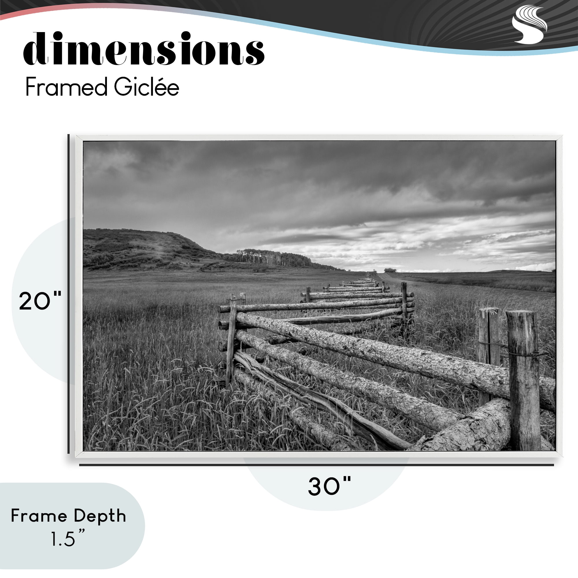 Stupell Industries Weathered Fence to Distant Horizon White Framed Giclee Art, design by Jon Evan
