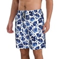 thumbnail image 2 of Balery Blue Ink Flowers Traje de Baño Estilo Hawaiano para Hombre, Shorts de Secado Rápido con Bolsillos-Medium, 2 of 6