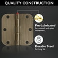 thumbnail image 5 of Design House 9-Pack 3.5" H x .625" Radius Butterfly Interior/Exterior Door Hinges, Antique Brass, 5 of 13