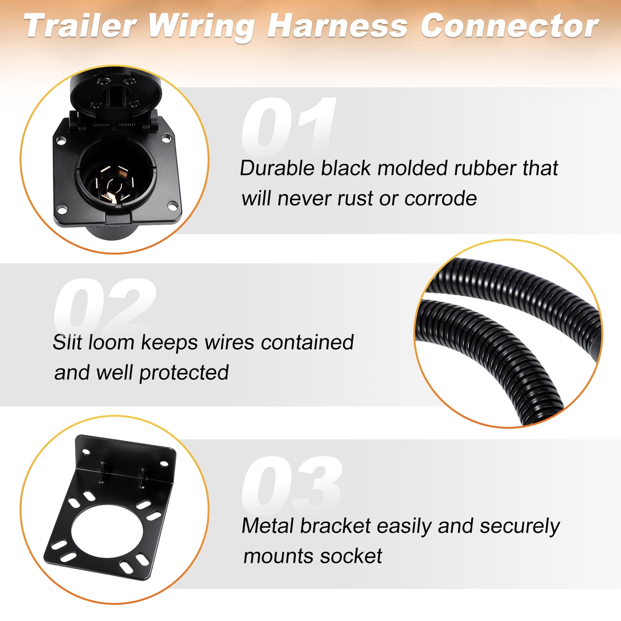 Unique Bargains 7-Way Trailer Wiring Harness for Honda Pilot 2009-2011 and Ridgeline