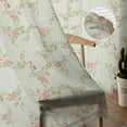 thumbnail image 5 of Pink Flowers Semi Sheer Curtains 108 Inch Length 2 Panels Set, Pastoral Leaves Retro Botanical Rustic Sheer Kitchen Curtain Privacy Voile Window Curtain for Living Room Bedroom Rod Pocket Drapes, 5 of 7
