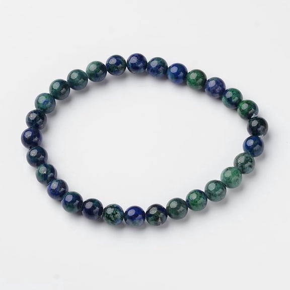 1 Pc Chrysocolla Beaded Bracelet Natural Chrysocolla and Lazuli Round Bead Stretch Bracelets 54.5mm Multilayered Bracelet Set for Man Women Costume Jewelry Gifts