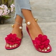 thumbnail image 6 of Miluxas Women's Round Toe Flower Decorated Flat Sandals, Soft Slides Open-Toe Summer Slippers Red 7(39), 6 of 9