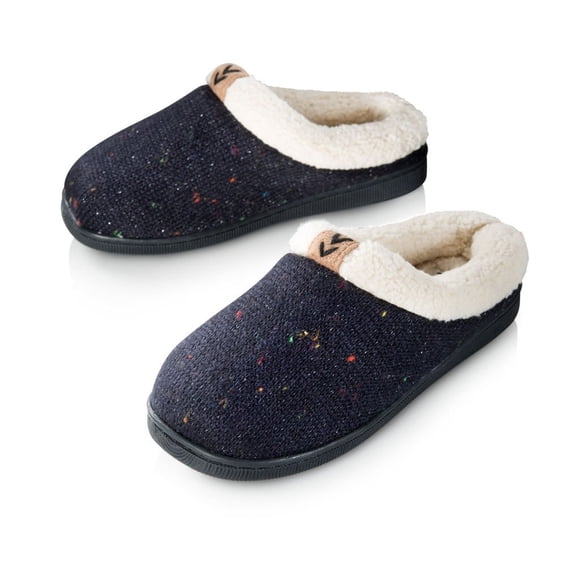 Pupeez Girls Cozy Warm Sweater Knitted Slipper; A Luxury Style Kids House Shoe with Rubber Sole