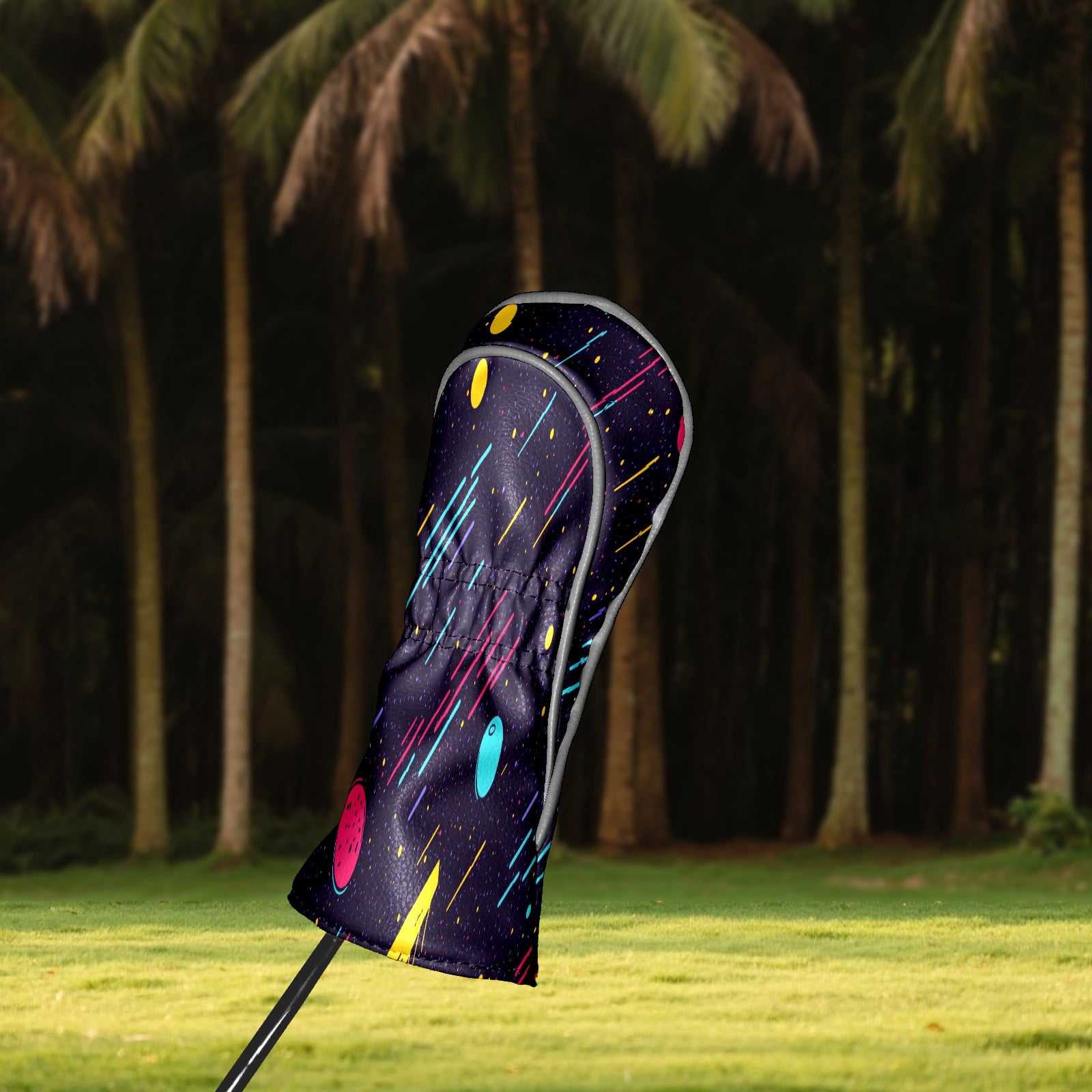 Golf Club Covers PU Leather Waterproof Head Covers for Fairway Woods Hybrids Rain-like Lines Unisex Fits Most Brands