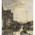 thumbnail image 2 of Jacob Maris 15x16 Black Ornate Wood Framed Double Matted Museum Art Print Titled - Cityscape at Evening (1847 - 1899), 2 of 5